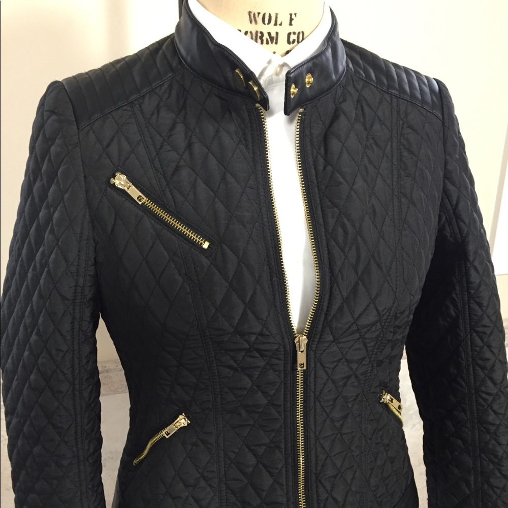 Women’s Quilted Moto Jacket w/ Vegan Leather Trim
